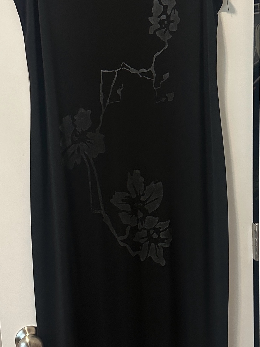 Byer California Black Maxi Dress with Tonal Floral Motif